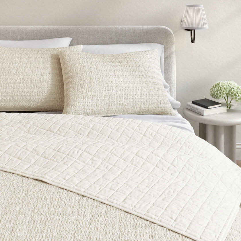 100% Cotton Honeycomb Waffle Garment Washed Quilt Set - Genevieve Collection