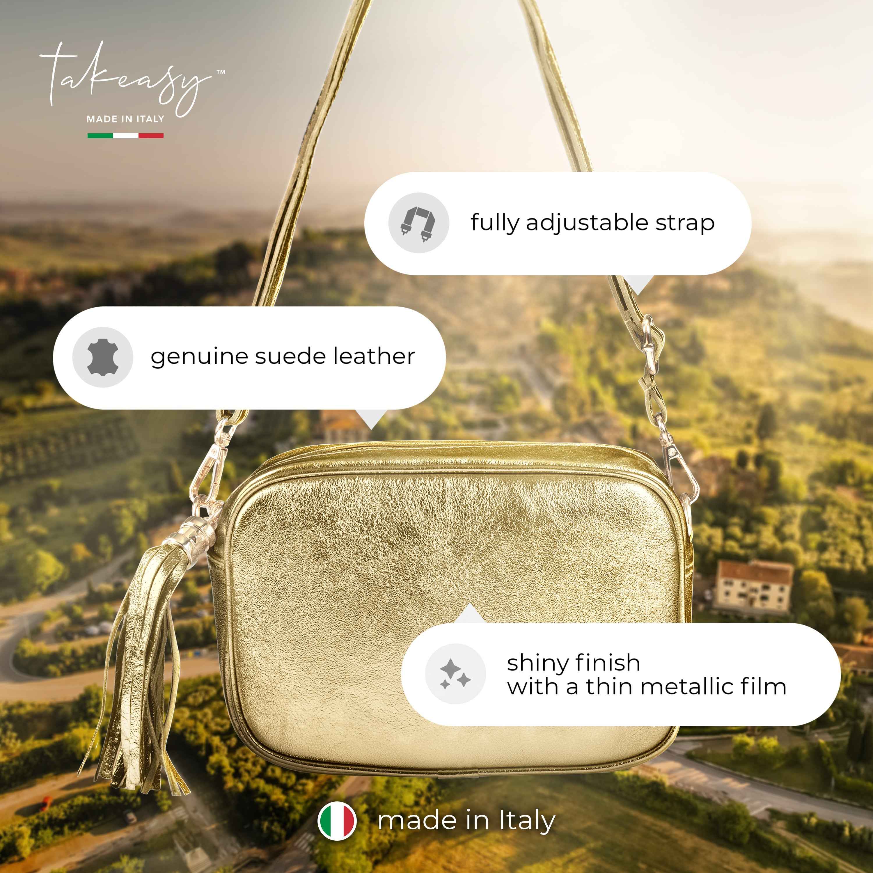 Metallic Suede Leather Crossbody Bag 231302