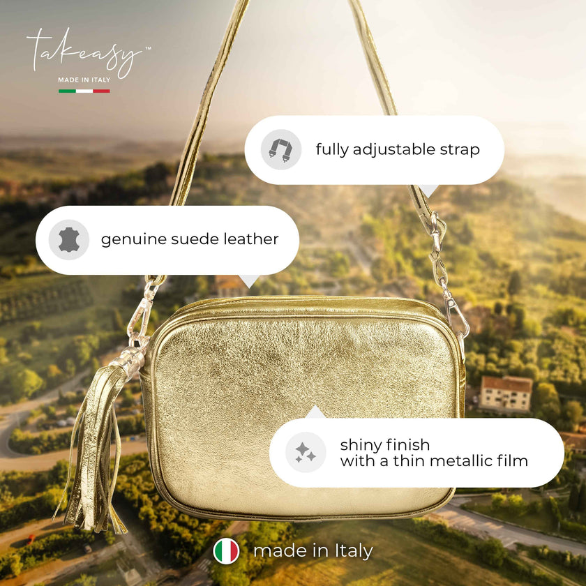 Metallic Suede Leather Crossbody Bag 231302