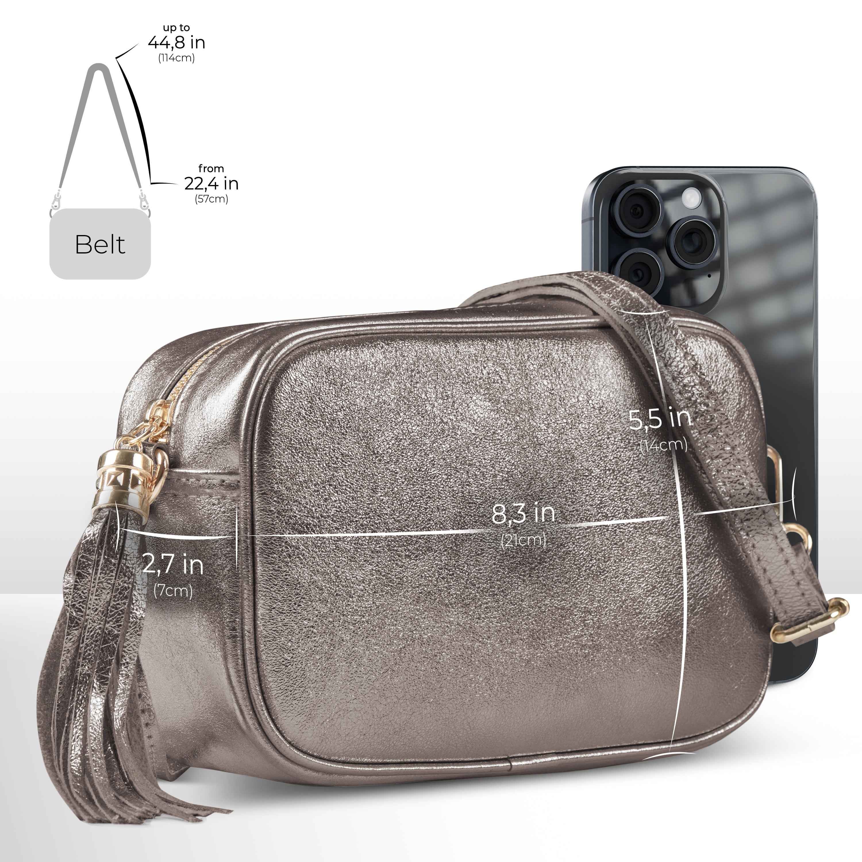 Metallic Suede Leather Crossbody Bag 231302