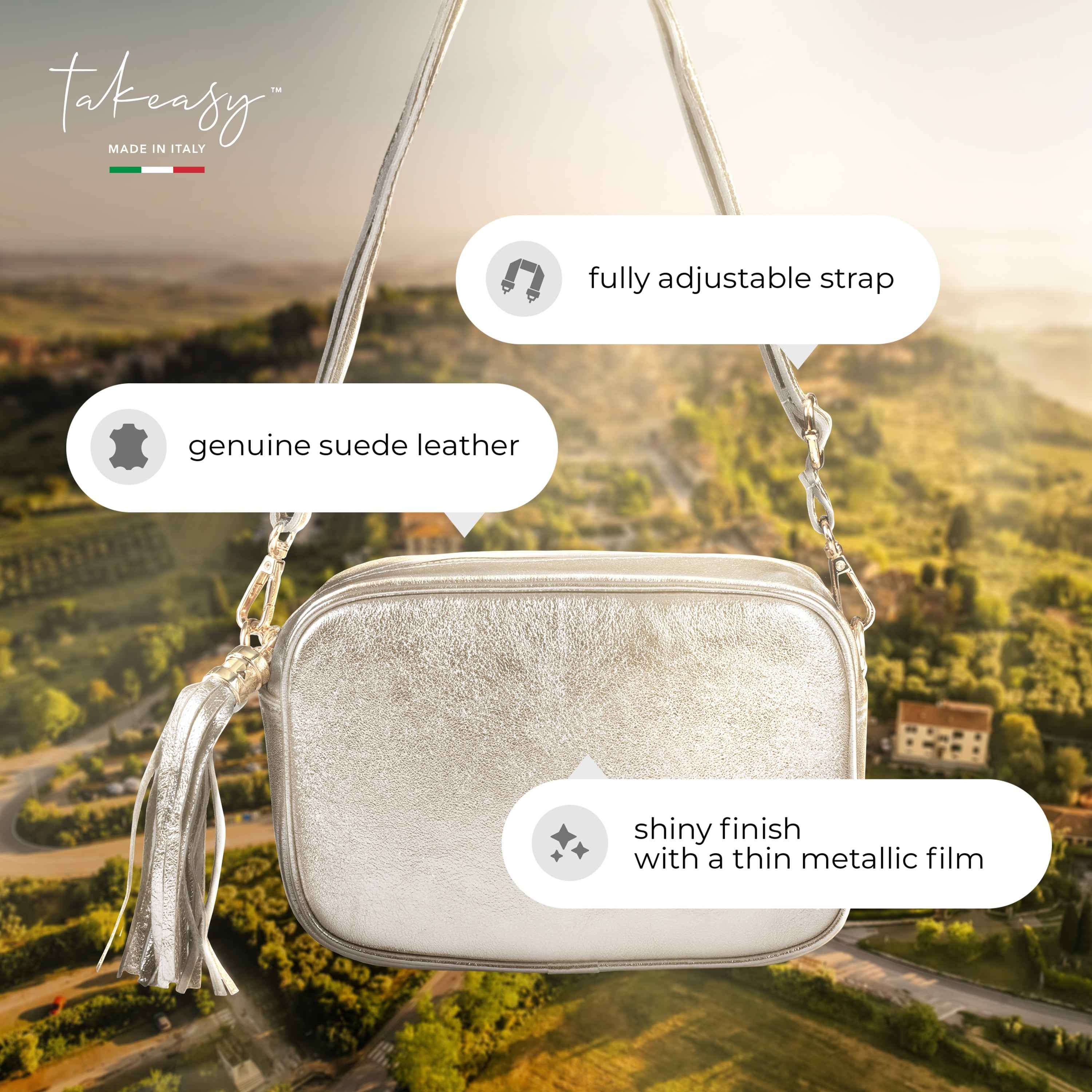 Metallic Suede Leather Crossbody Bag 231302