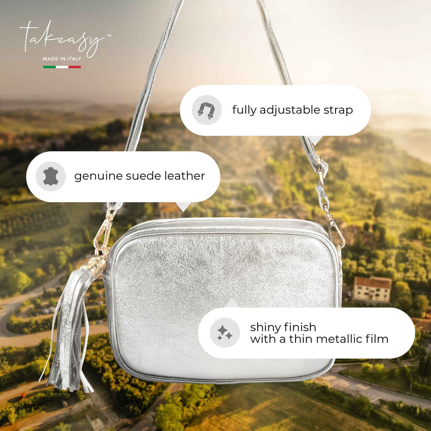 Metallic Suede Leather Crossbody Bag 231302