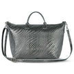 Grid Metallic Suede Leather Top-Handle Bag 112334
