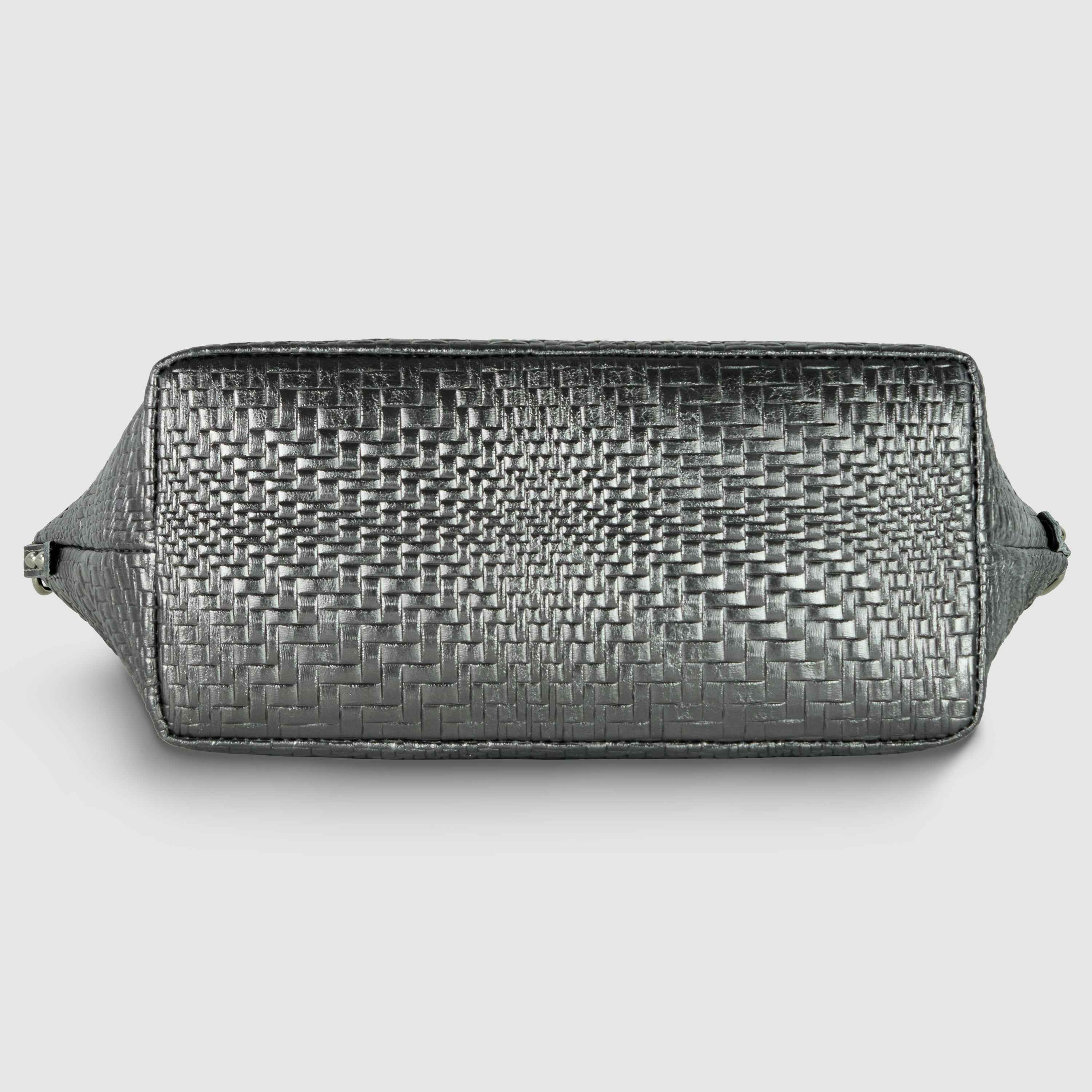 Grid Metallic Suede Leather Top-Handle Bag 112334