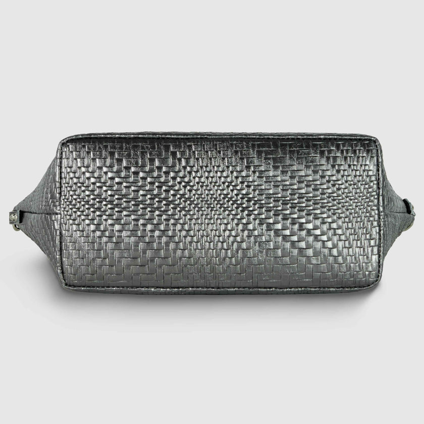 Grid Metallic Suede Leather Top-Handle Bag 112334