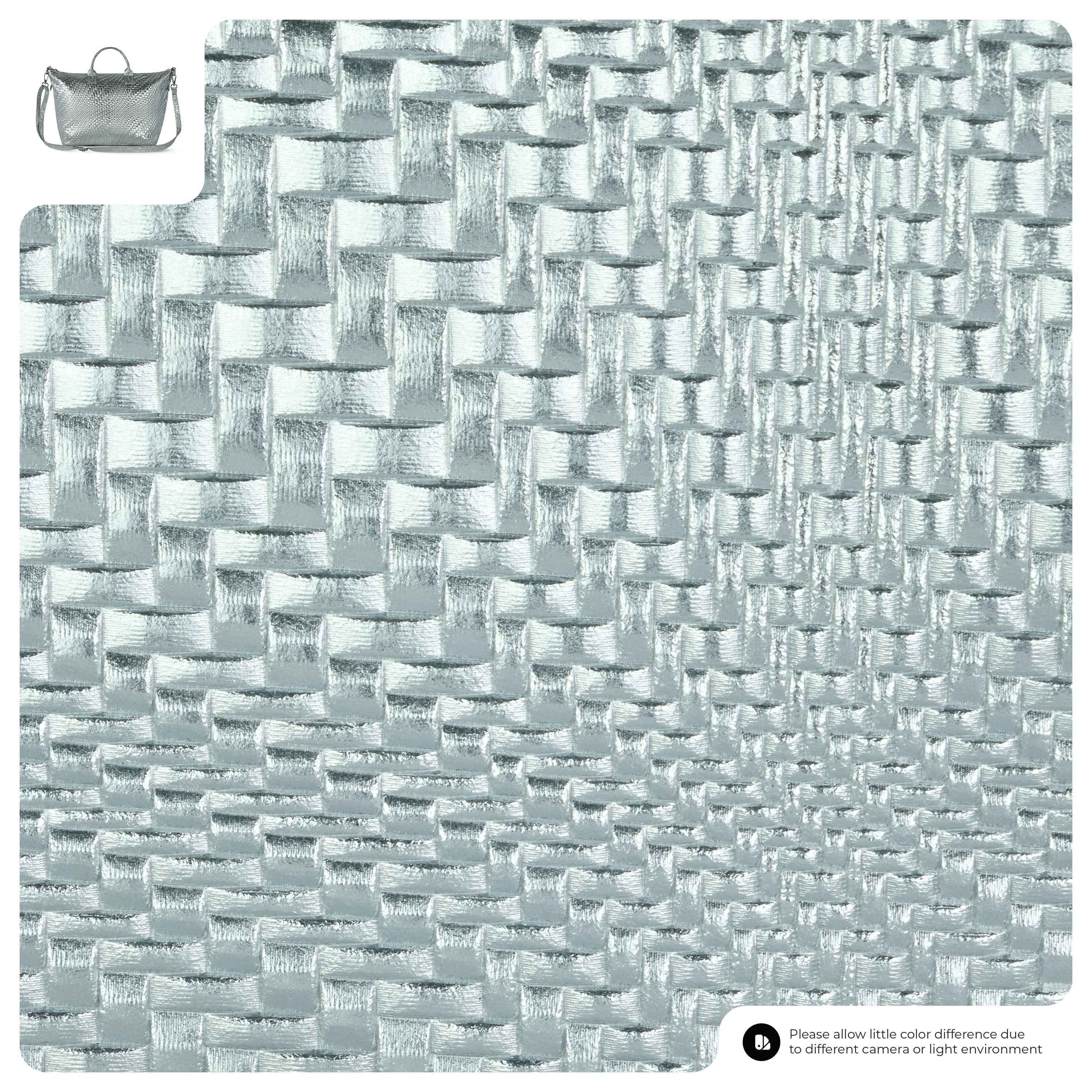 Grid Metallic Suede Leather Top-Handle Bag 112334