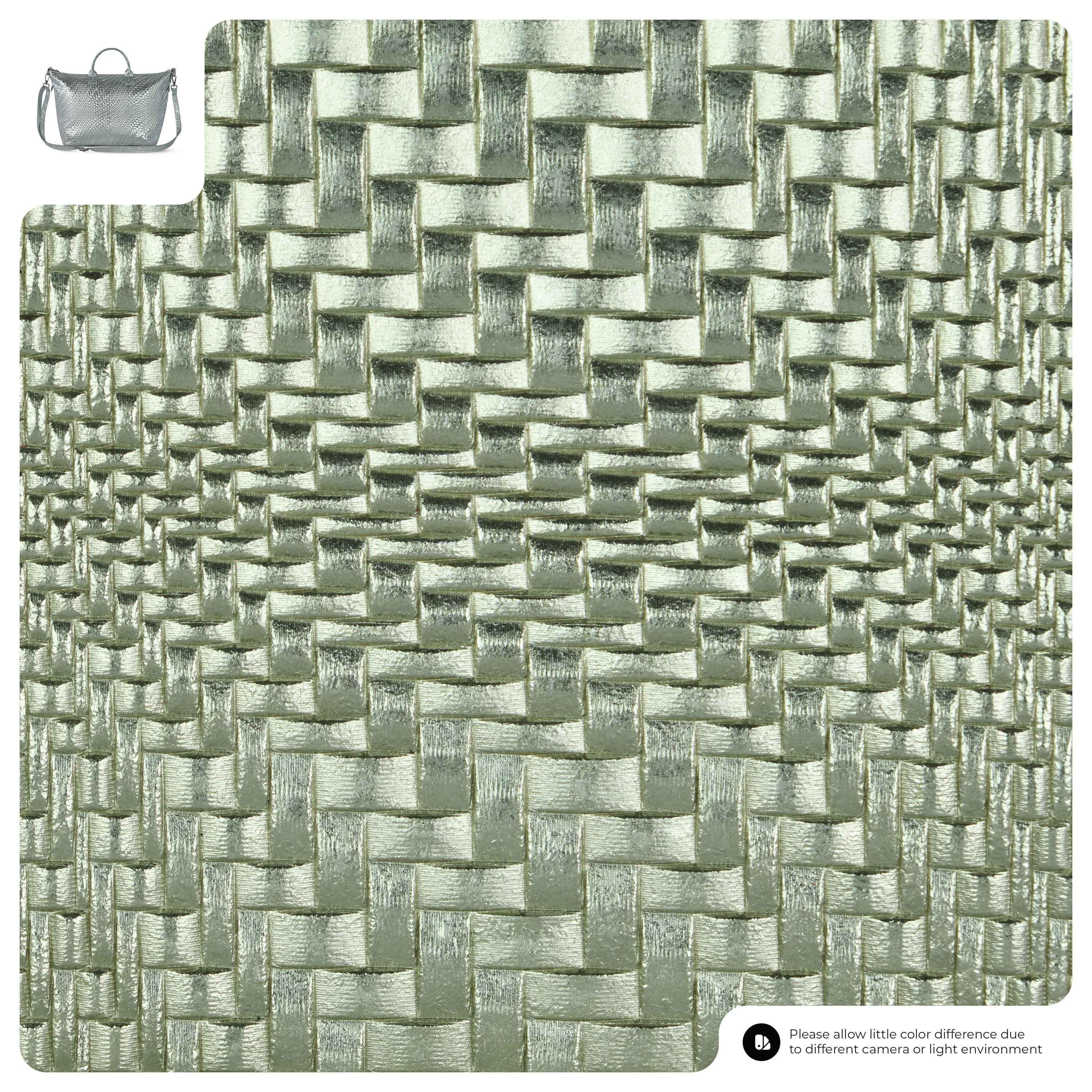 Grid Metallic Suede Leather Top-Handle Bag 112334