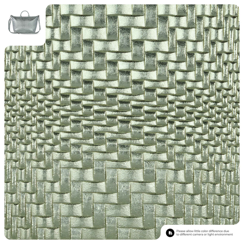 Grid Metallic Suede Leather Top-Handle Bag 112334