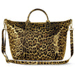 Leopard Metallic Suede Leather Top-Handle Bag 112334