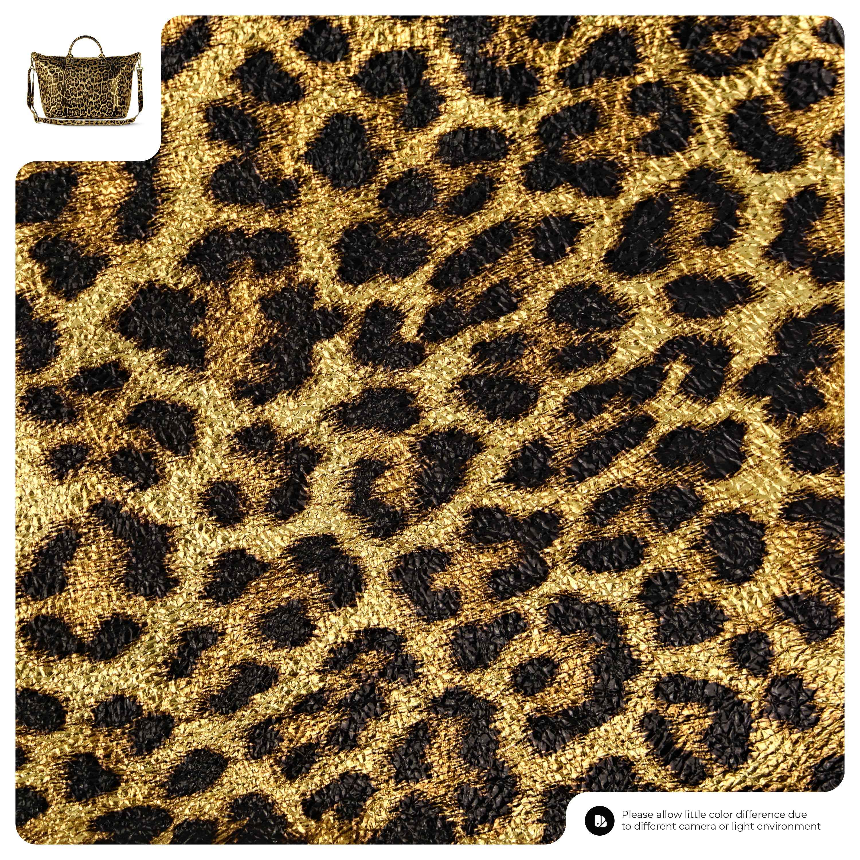 Leopard Metallic Suede Leather Top-Handle Bag 112334