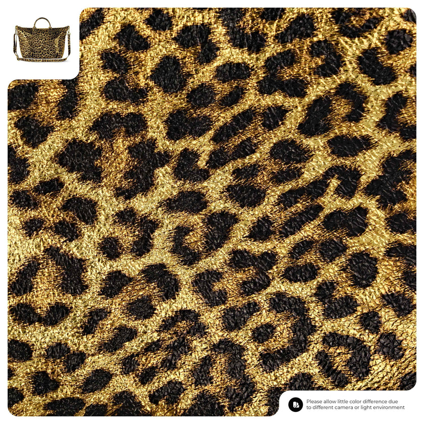 Leopard Metallic Suede Leather Top-Handle Bag 112334