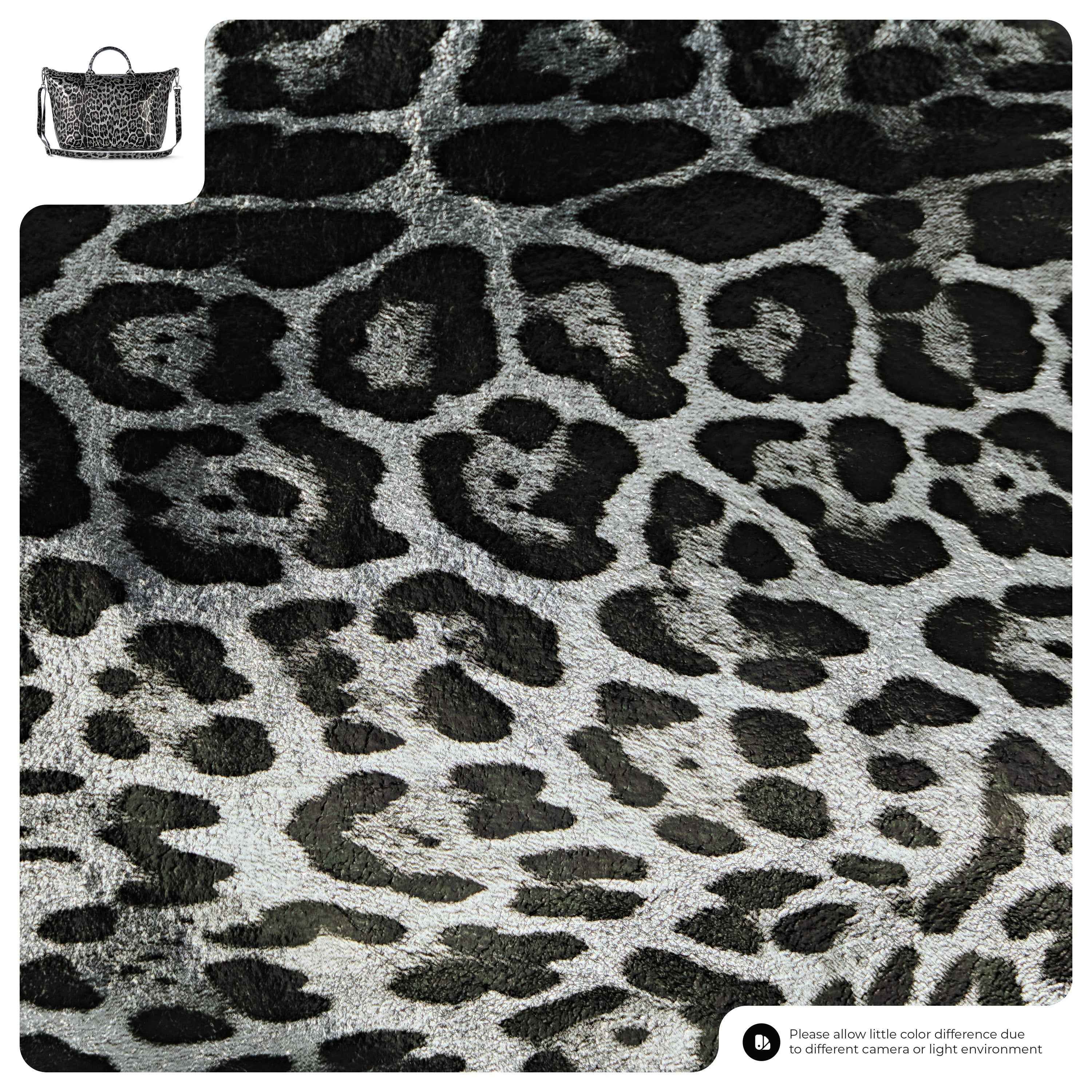 Leopard Metallic Suede Leather Top-Handle Bag 112334