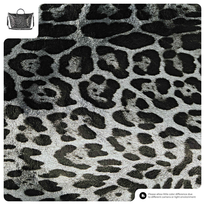 Leopard Metallic Suede Leather Top-Handle Bag 112334