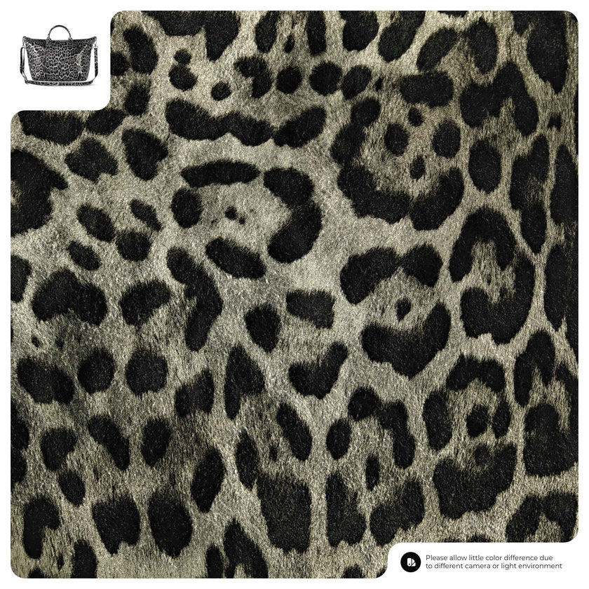 Leopard Metallic Suede Leather Top-Handle Bag 112334