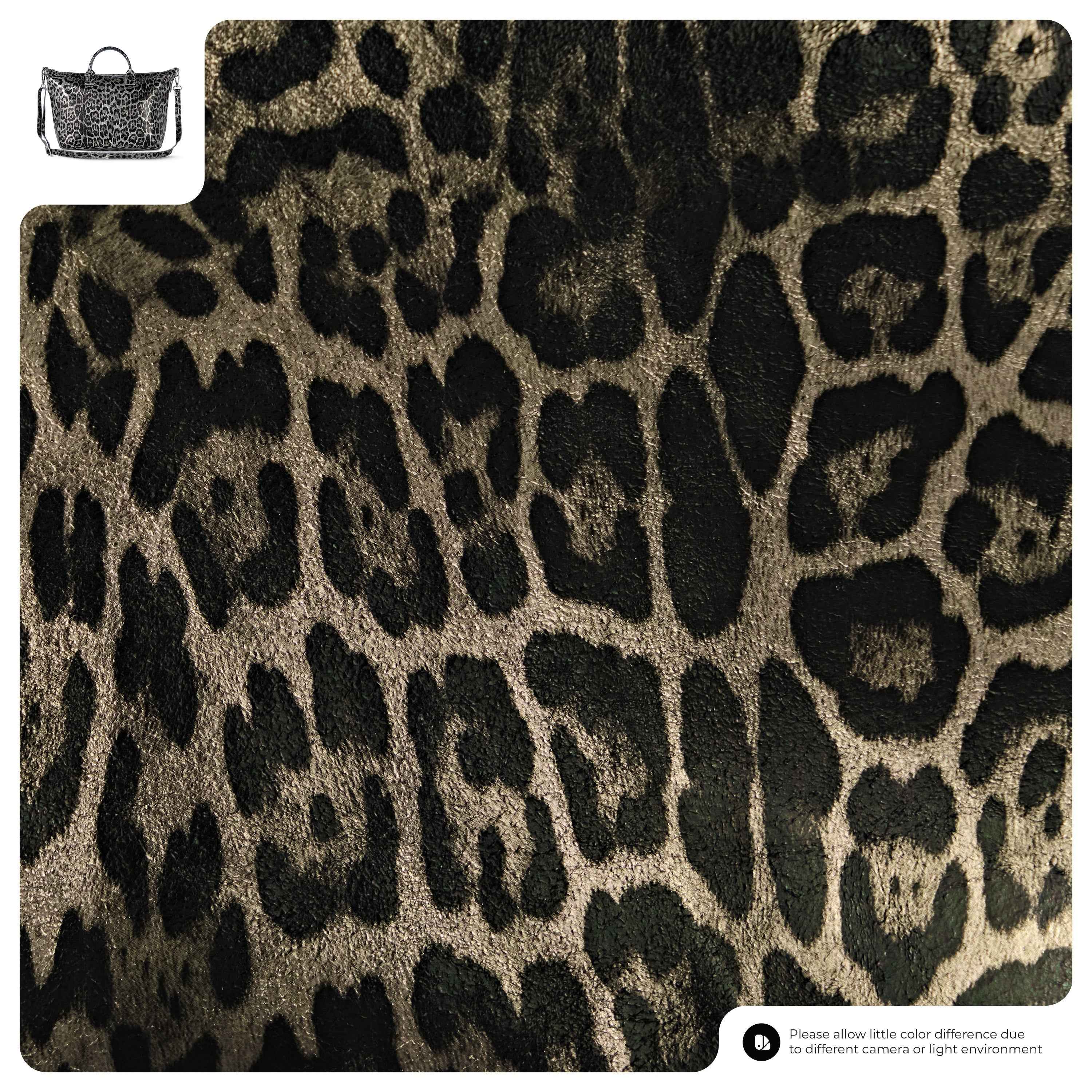 Leopard Metallic Suede Leather Top-Handle Bag 112334