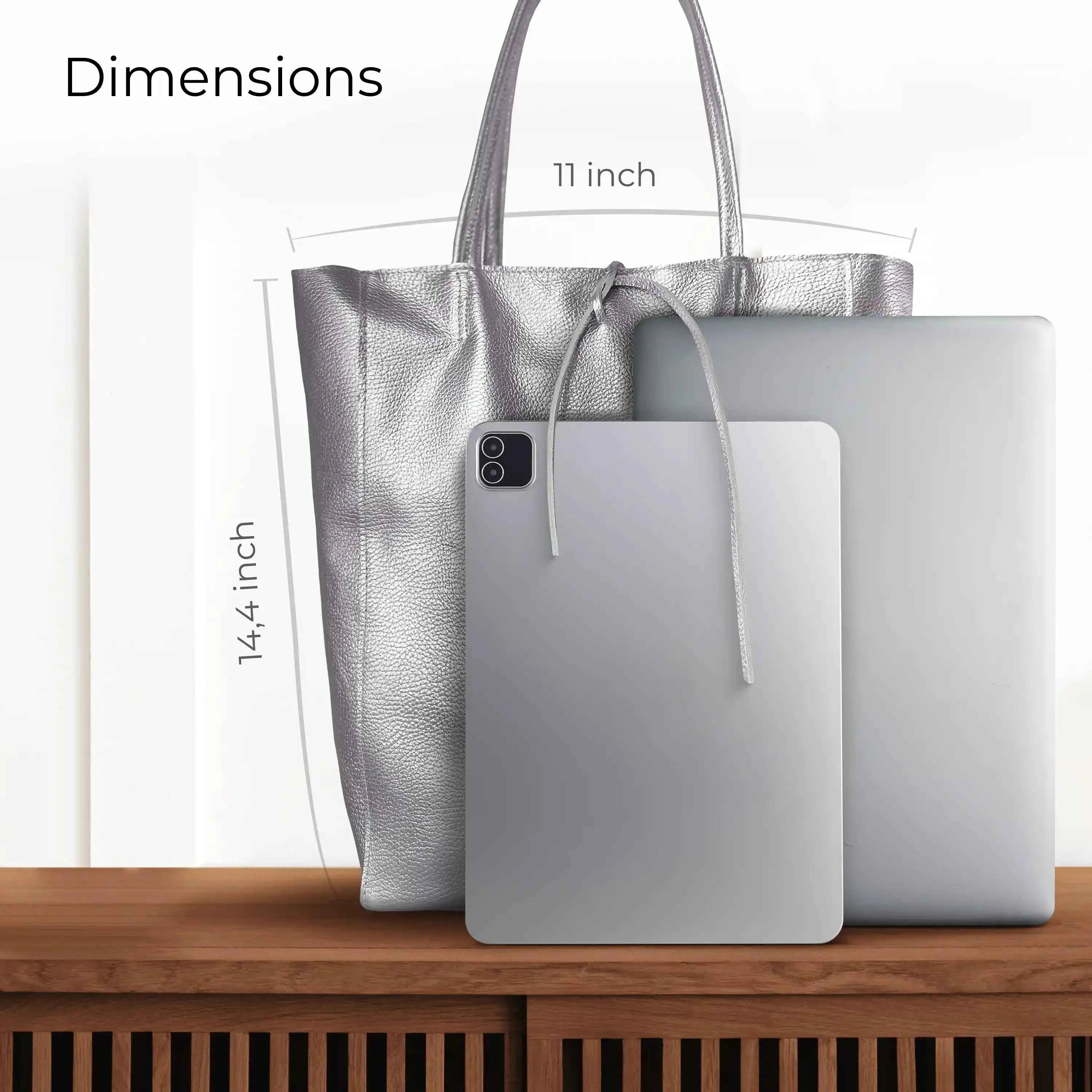 Metallic Calf Leather Tote Bag 201718