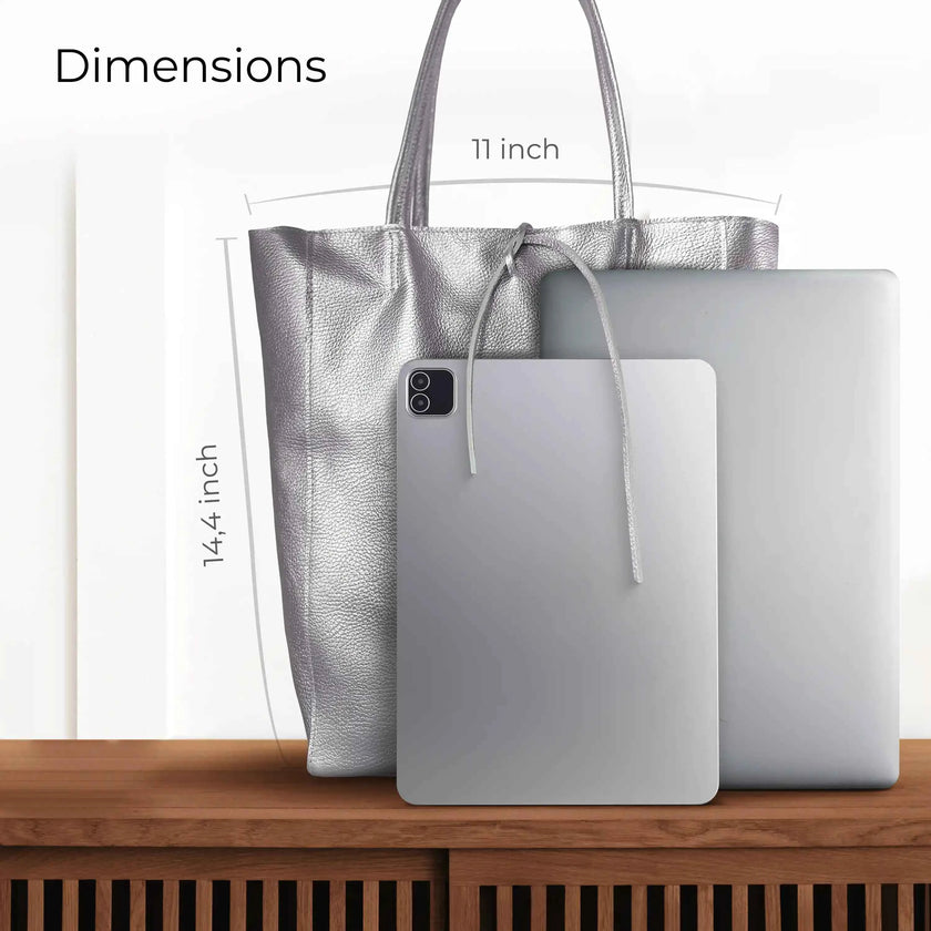 Metallic Calf Leather Tote Bag 201718