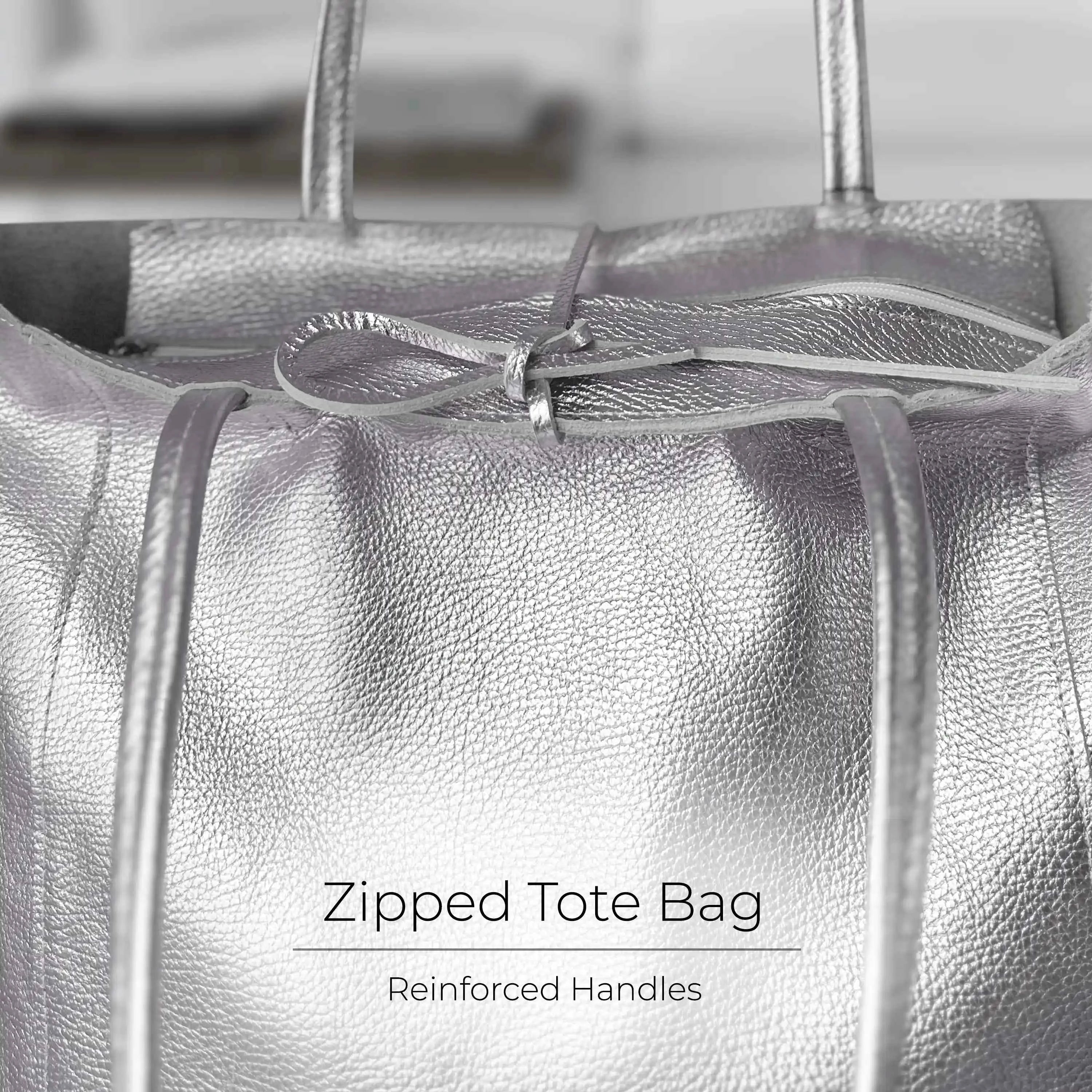 Metallic Calf Leather Tote Bag 201718