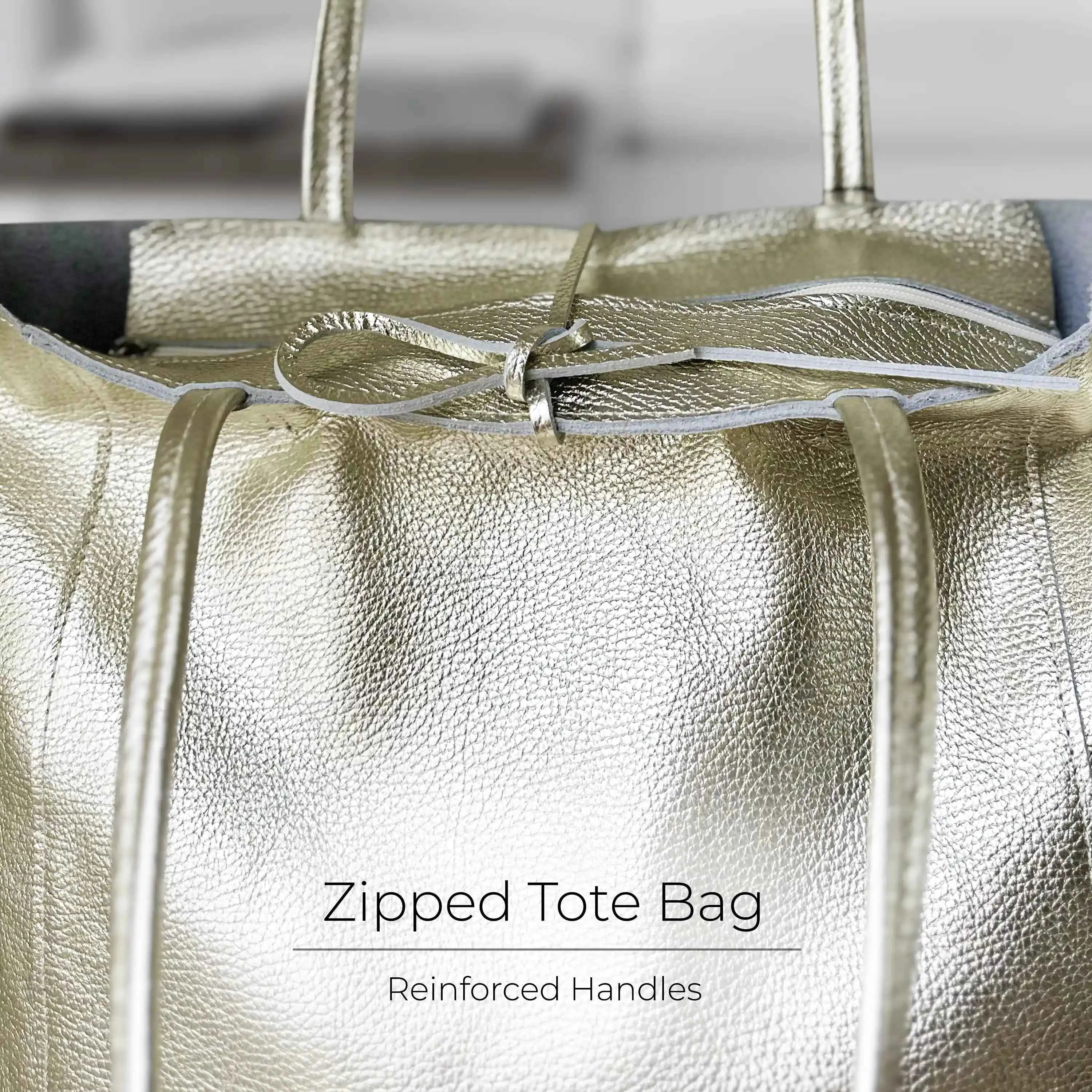 Metallic Calf Leather Tote Bag 201718