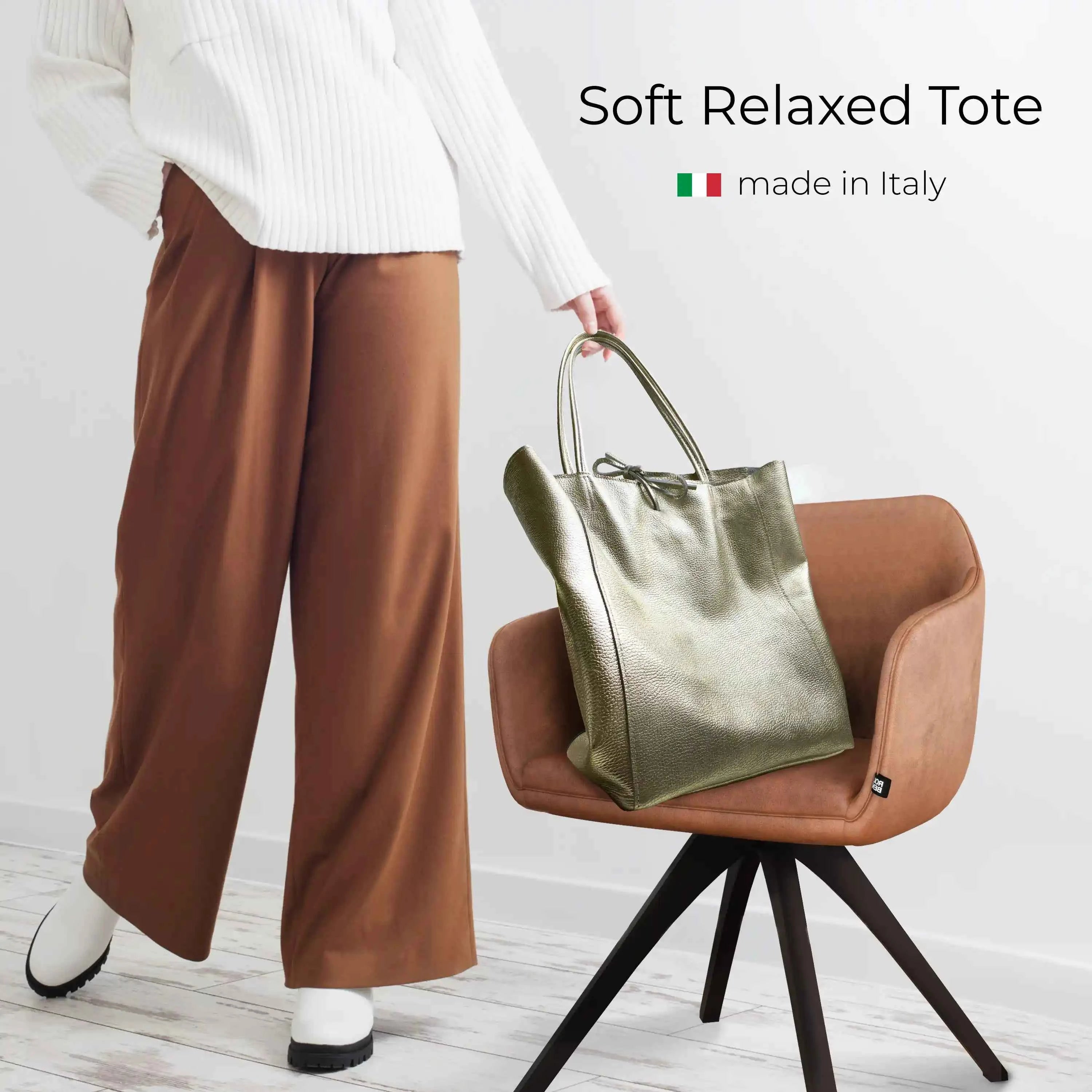 Metallic Calf Leather Tote Bag 201718