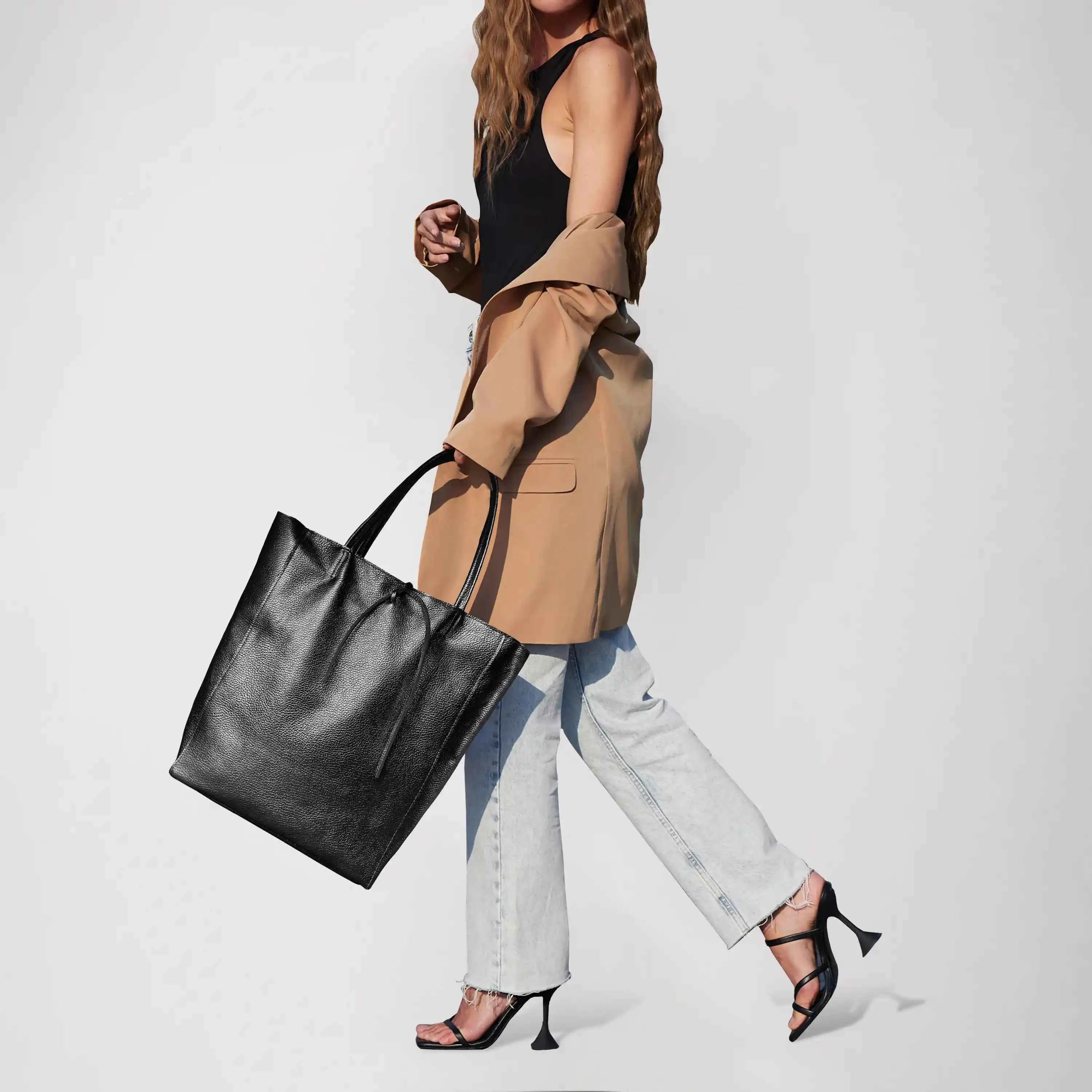 Metallic Calf Leather Tote Bag 201718