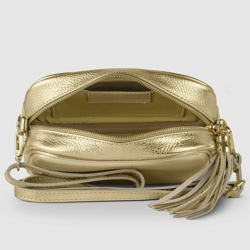 Metallic Calf Leather Crossbody Bag 231302