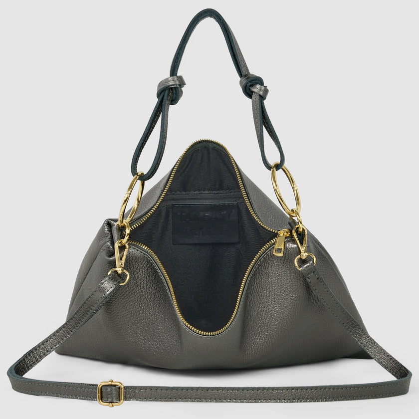 Metallic Calf Leather Shoulder Bag