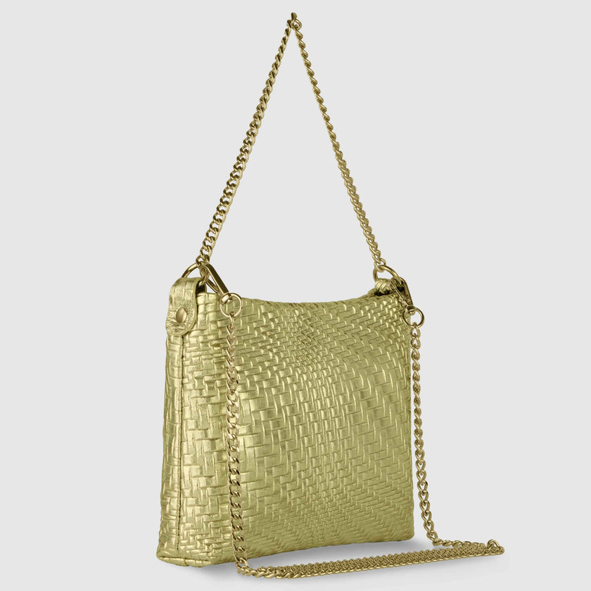Grid Metallic Suede Leather Crossbody Bag 101315