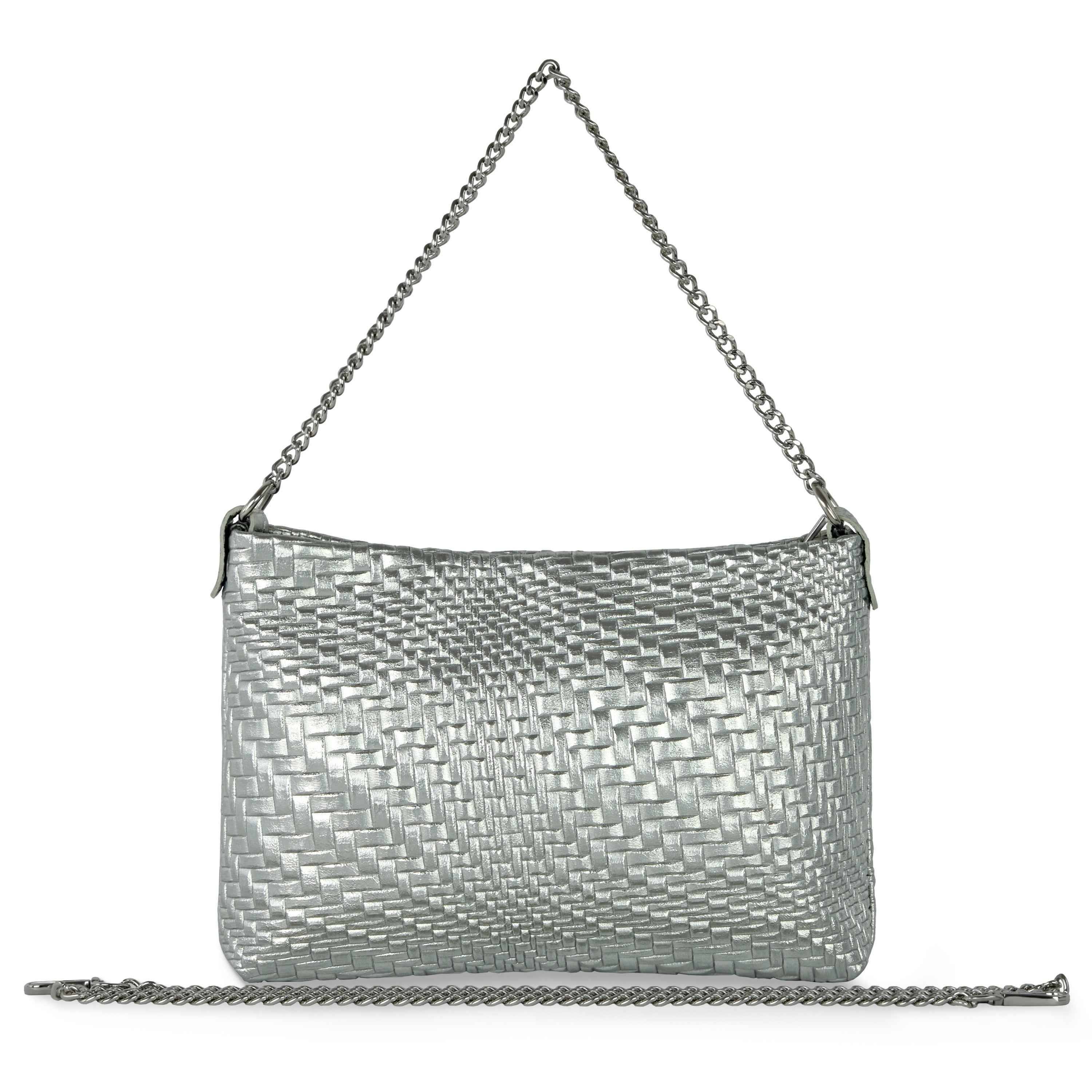 Grid Metallic Suede Leather Crossbody Bag 101315