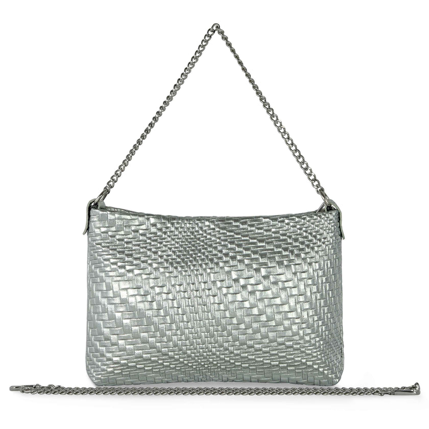 Grid Metallic Suede Leather Crossbody Bag 101315
