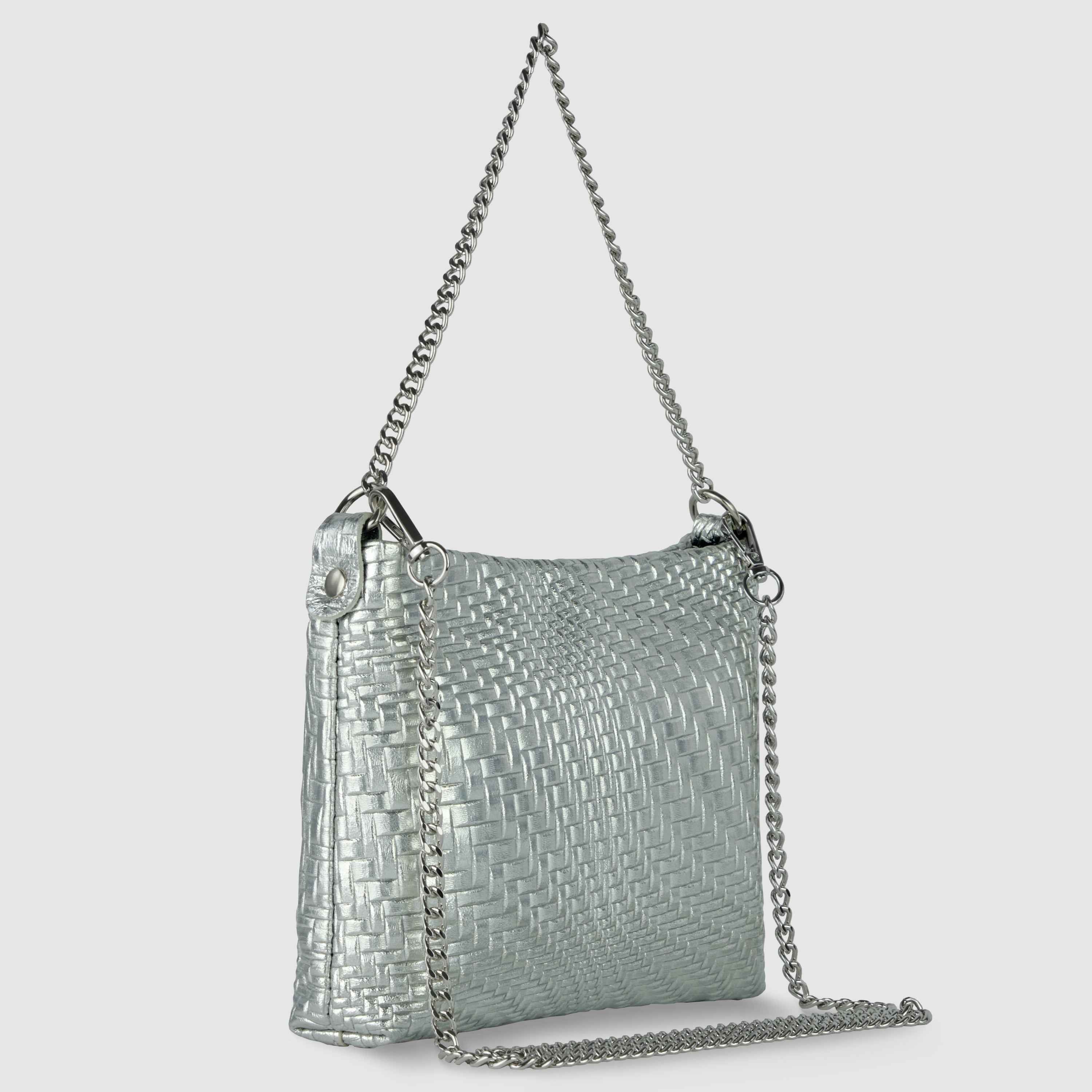 Grid Metallic Suede Leather Crossbody Bag 101315