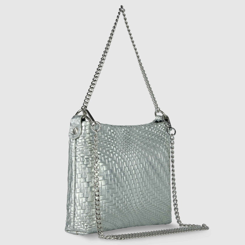 Grid Metallic Suede Leather Crossbody Bag 101315