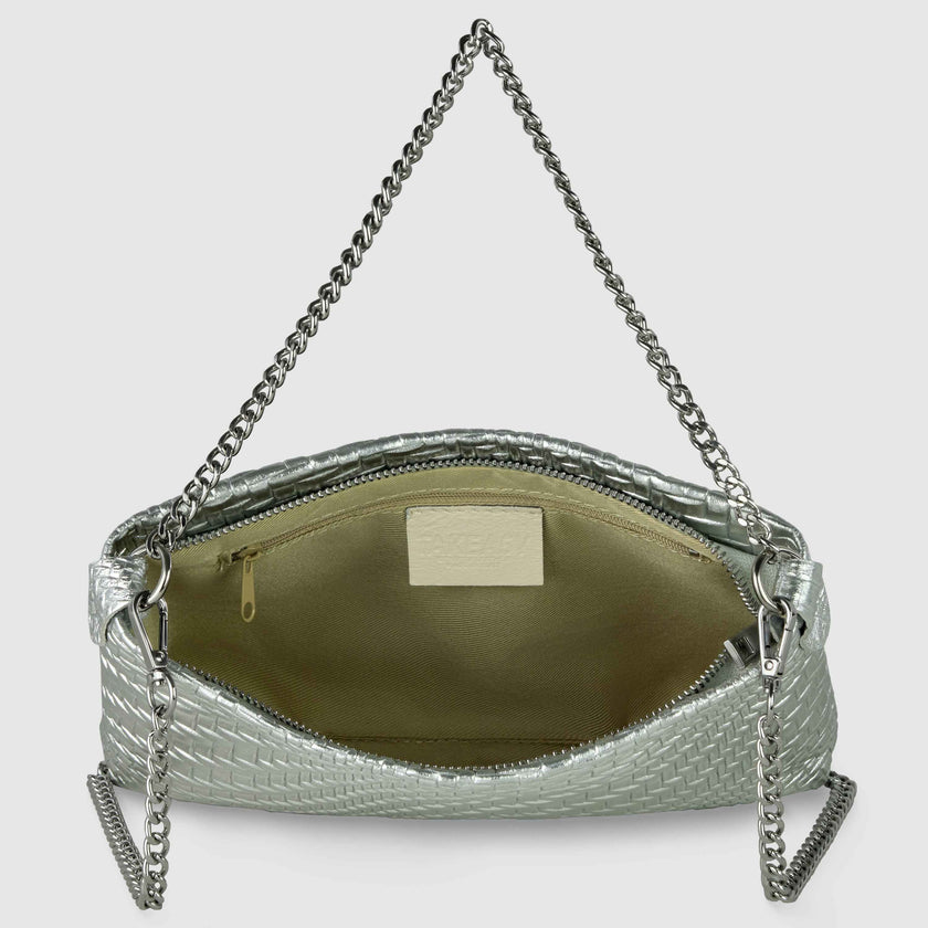 Grid Metallic Suede Leather Crossbody Bag 101315