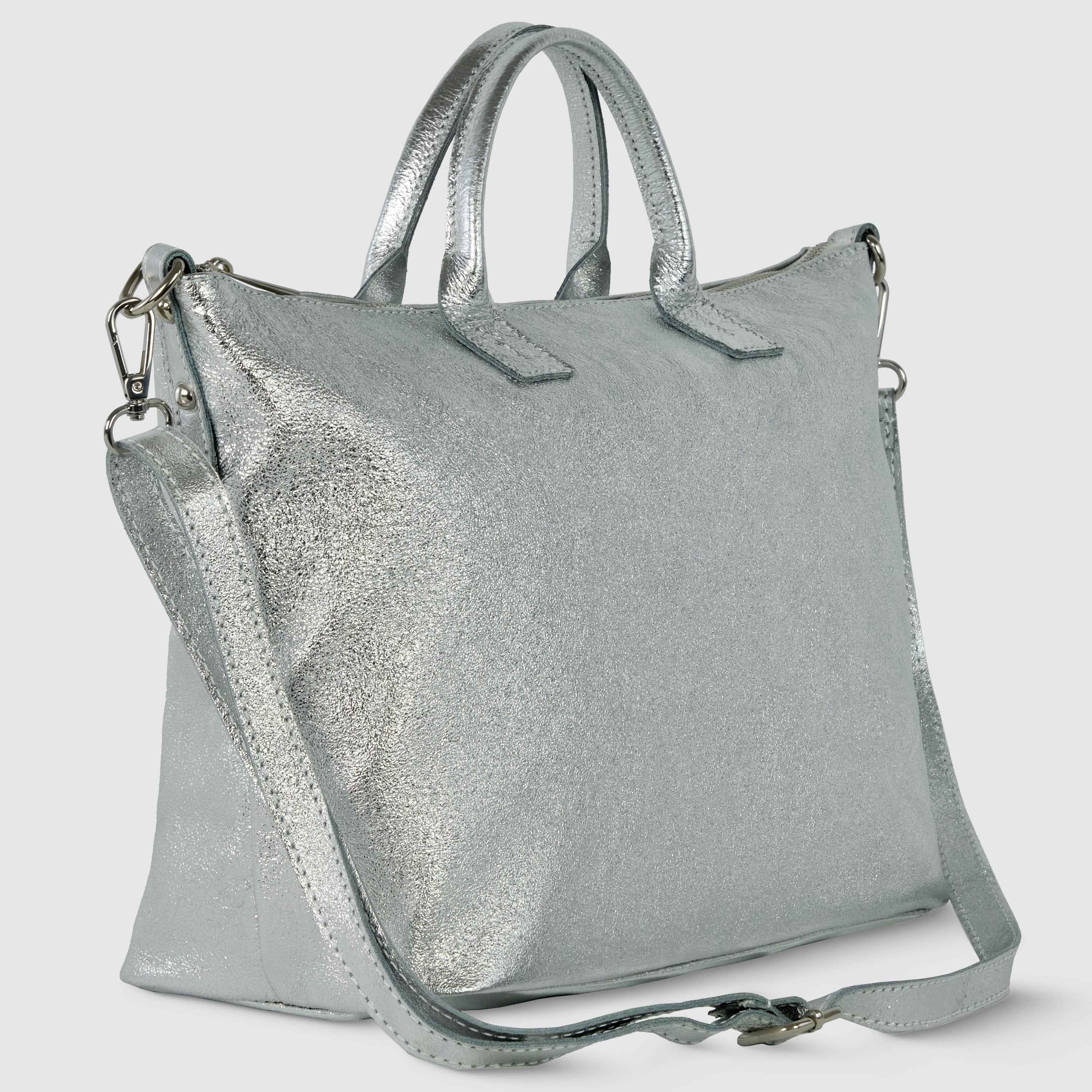 Metallic Suede Leather Top-Handle Bag 112334