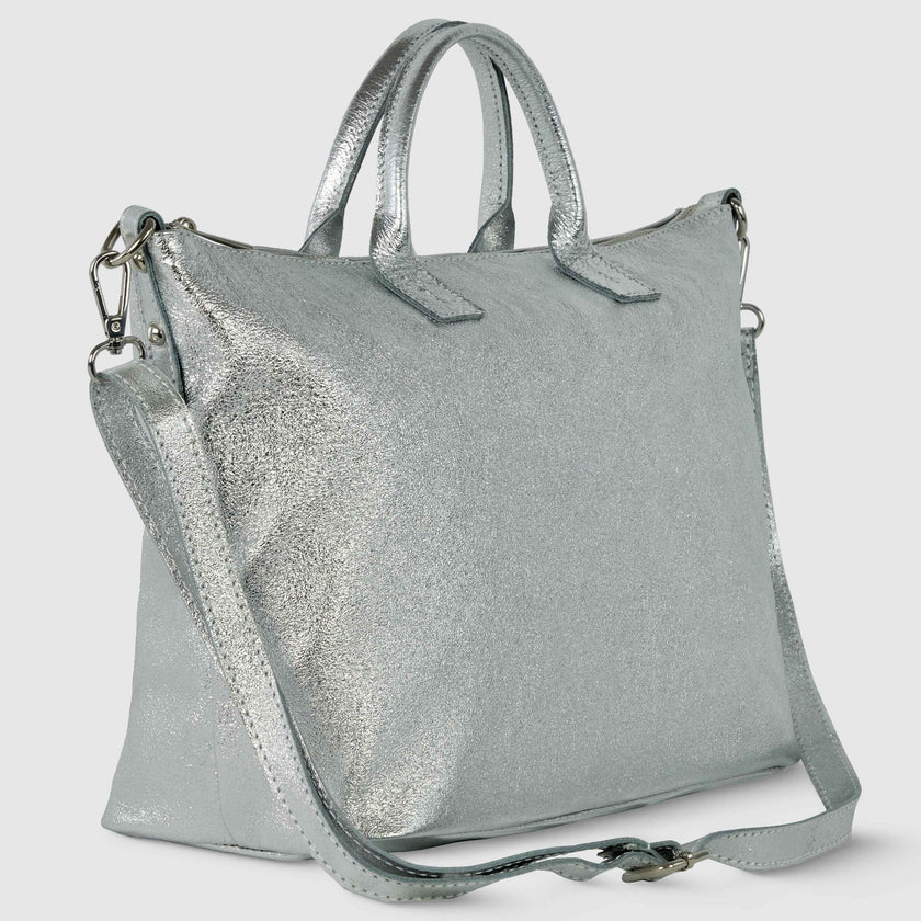 Metallic Suede Leather Top-Handle Bag 112334