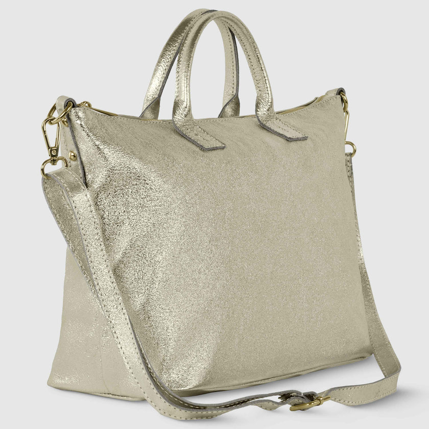 Metallic Suede Leather Top-Handle Bag 112334
