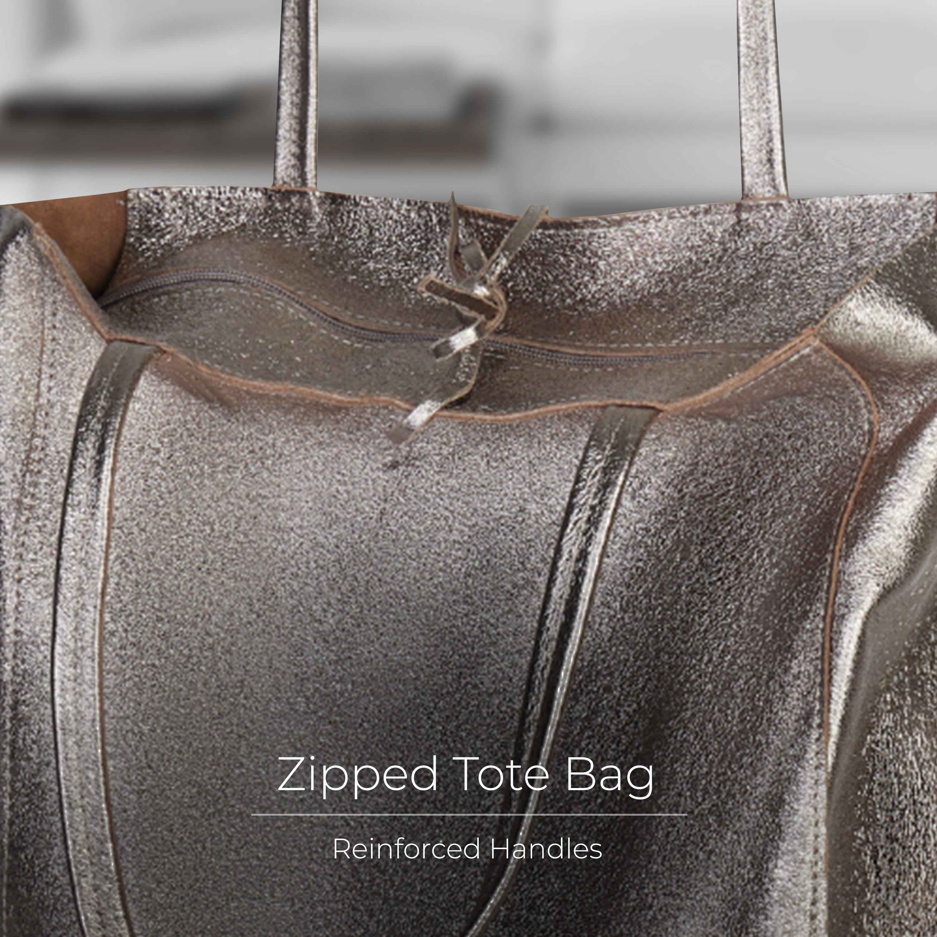 Metallic Suede Leather Tote Bag 201718