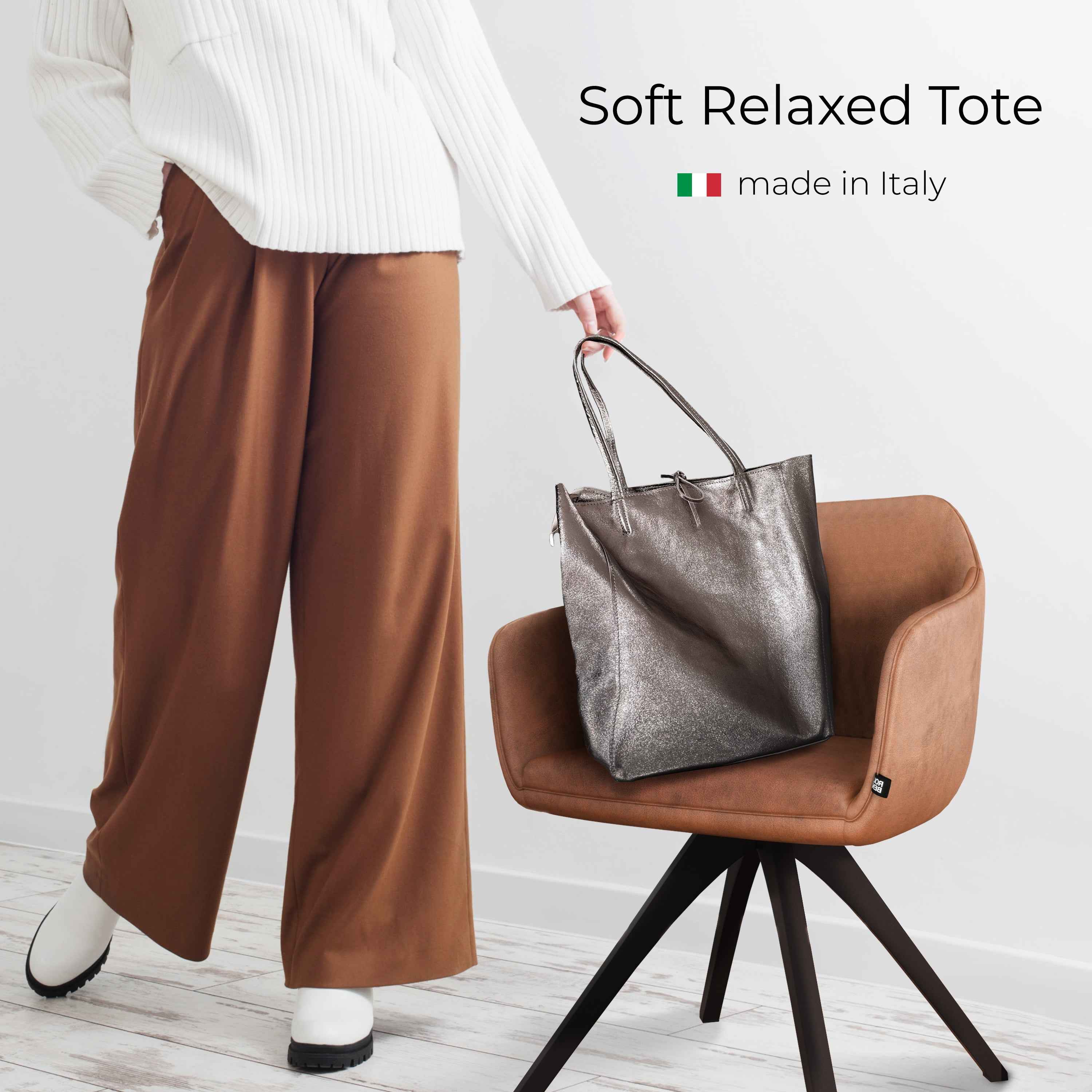 Metallic Suede Leather Tote Bag 201718