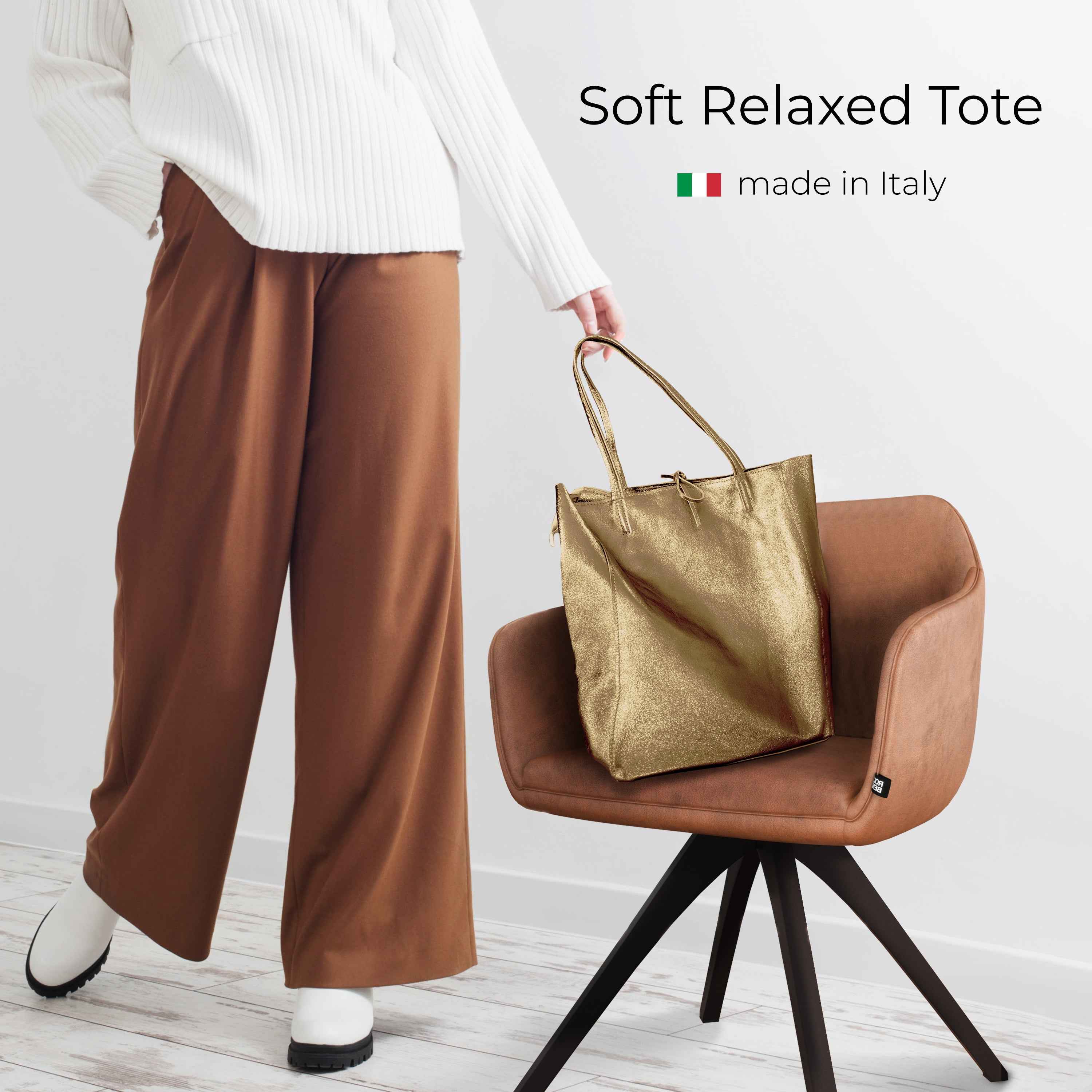 Metallic Suede Leather Tote Bag 201718