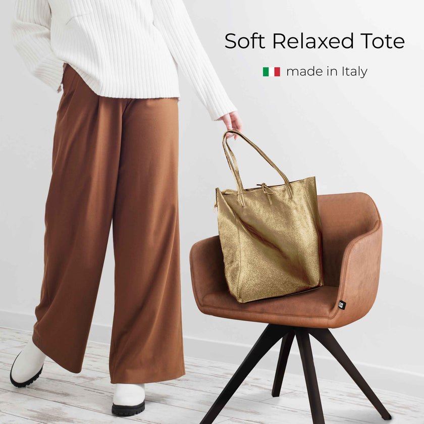 Metallic Suede Leather Tote Bag 201718