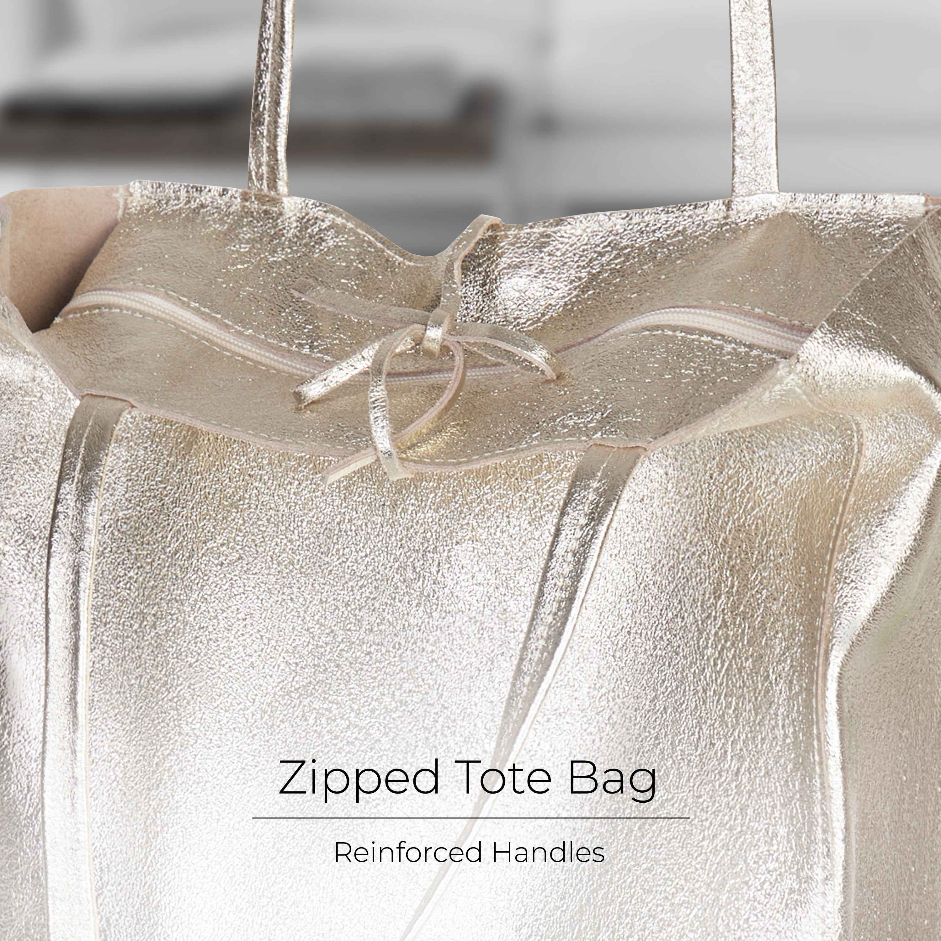 Metallic Suede Leather Tote Bag 201718