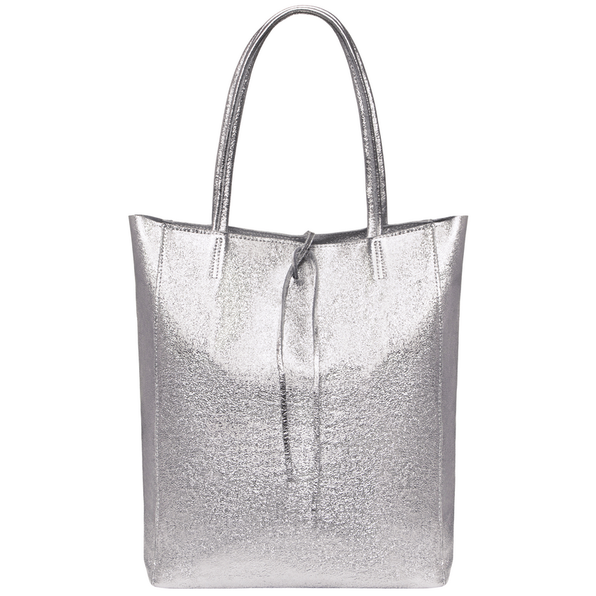 Metallic Suede Leather Tote Bag