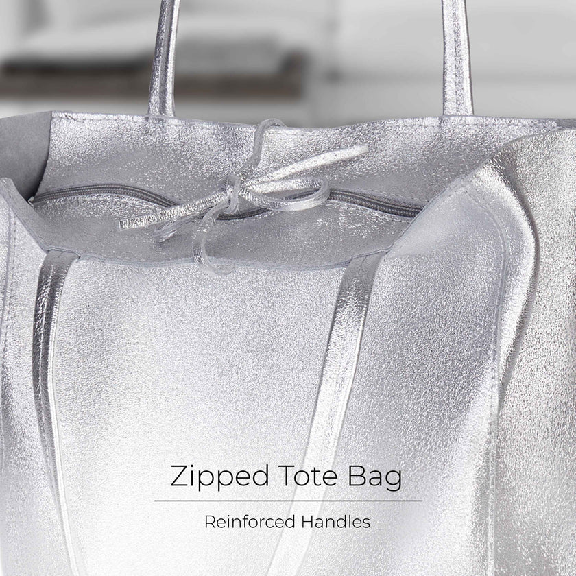 Metallic Suede Leather Tote Bag 201718