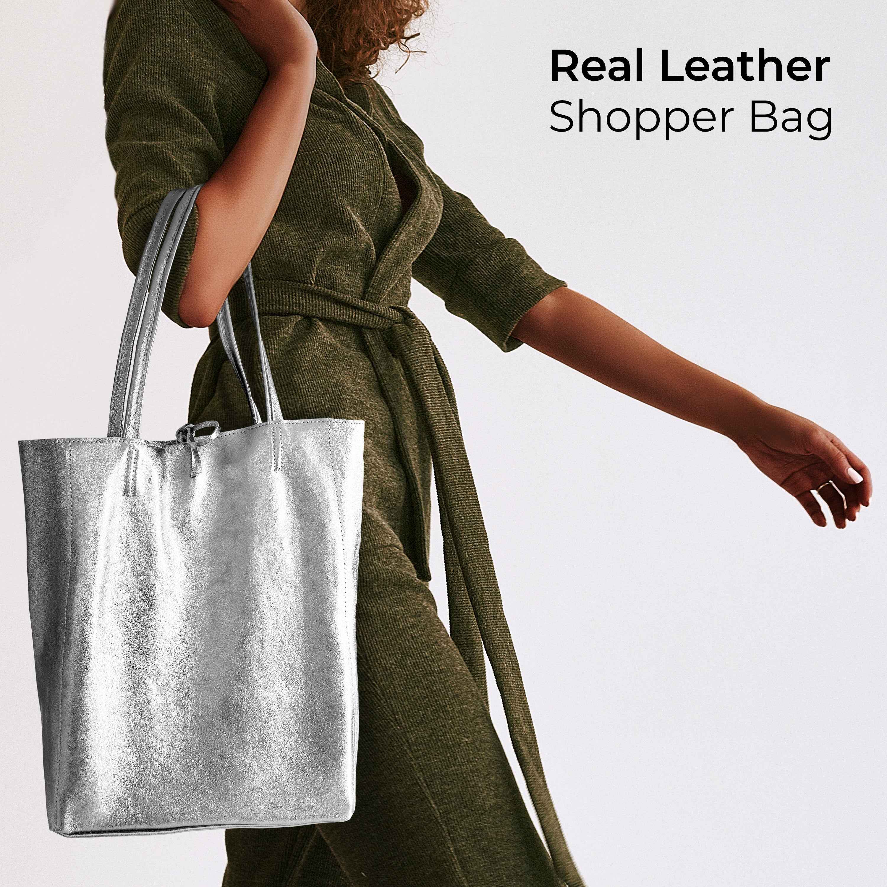 Metallic Suede Leather Tote Bag 201718