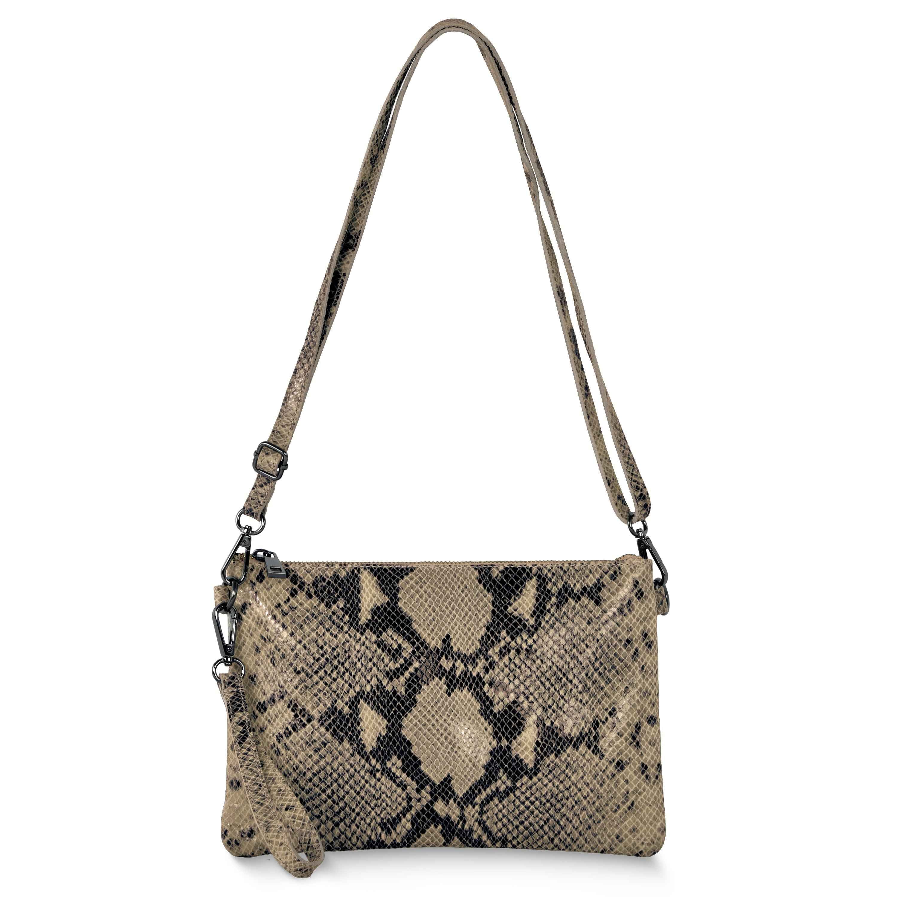 Python Suede Leather Crossbody Bag 111301