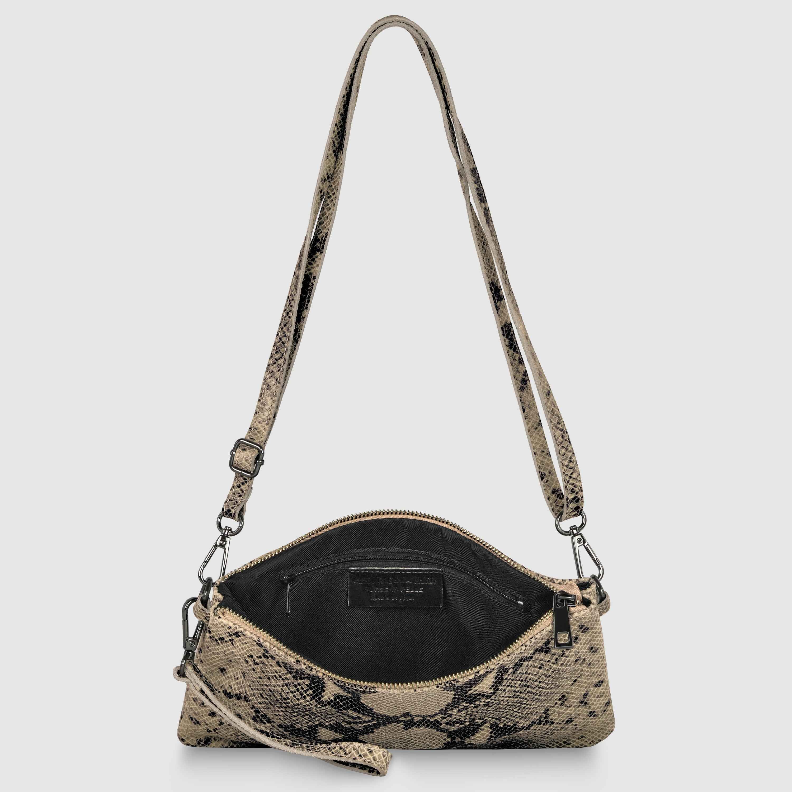 Python Suede Leather Crossbody Bag 111301