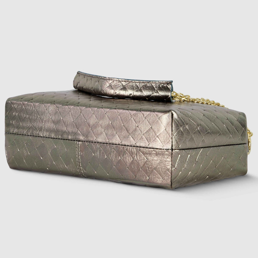 Weave Metallic Suede Leather Shoulder Bag
