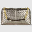 Weave Metallic Suede Leather Shoulder Bag
