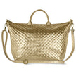 Weave Metallic Suede Leather Top-Handle Bag 112334