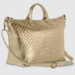 Weave Metallic Suede Leather Top-Handle Bag 112334